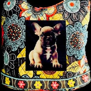 Small Vera Tote with Frenchie Appliqué. Unique and one of a kind!! Rare!!